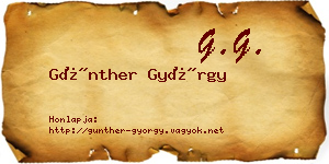 Günther György névjegykártya